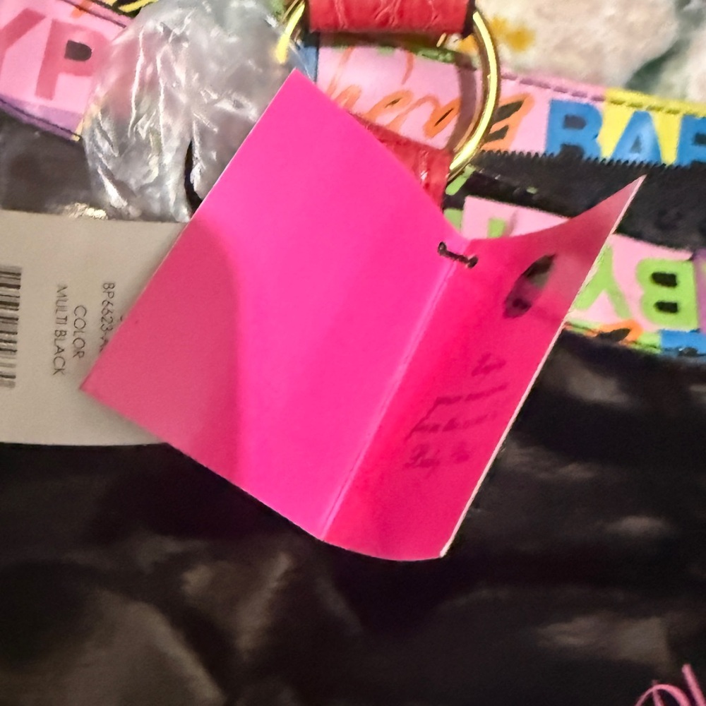 Baby Phat Black Patent Tote and Wallet with Hot Pink Trim & Multicolor Logo - Picture 12 of 16